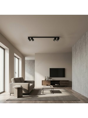 Riolight Riolıght Modern1 Siyah1 Hareketli Başlık 4XGU10 Sıralı LED Spot Avize(Ampul Dahildir)Uzunluk 120CM