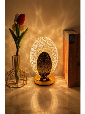 Neo Vista Oval Kristal LED Masa Lambası 3 Renk Işıklı Dekoratif Aydınlatma