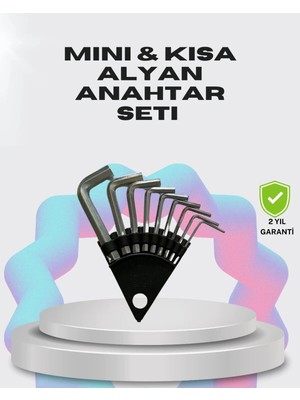 Buççin Online Mağaza 9 Parça Kısa Tip Alyan Seti Isıl Işlemli Profesyonel Kullanım Tornavida