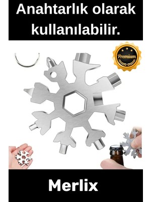 Buççin Online Mağaza Premium Paslanmaz Çelik Çok Fonksiyonlu Kullanışlı Alyan Tornavida Takım Anahtarlık Konserve Açıcı