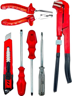 Buççin Online Mağaza Yüksek Kalite Pense, Maşalı Boru Anahtarı, Kontrol Kalemi, Yıldız,düz Falçata 6 Parça Set