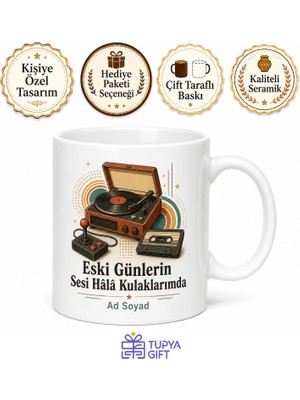 Tupya Gift Retro Nostalji Pikap Atari Kaset Eski Şarkılar Temalı Baskılı Porselen Kupa Bardak Hediye