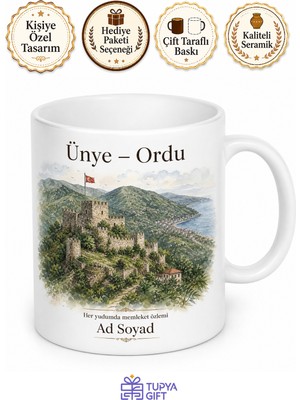 Tupya Gift Ünye Tarihi Kalesi ve Doğası Ordu Hatırası Çay Kupası Hediye Bardak