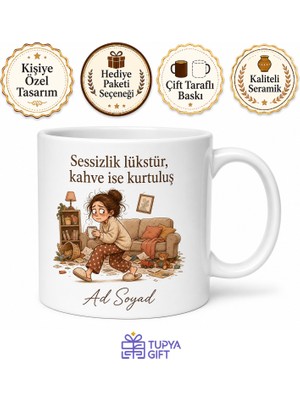 Tupya Gift Misafir Çocuklarından Kaçan Ev Sahibine Gizli Kahve Molası Kupa Hediye Bardak