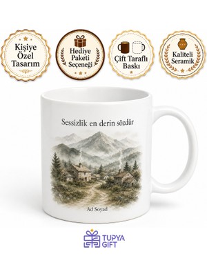 Tupya Gift Dağ Köyü Sessizliği Temalı Kupa Bardak | Doğa Hediye Porselen Mug
