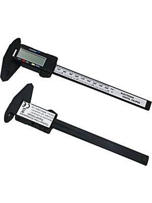 Buççin Online Mağaza 150 mm Dijital Kumpas Elektronik Fiber Karbon Kaplı Plastik - Kumpas - 4 Ay Siyah