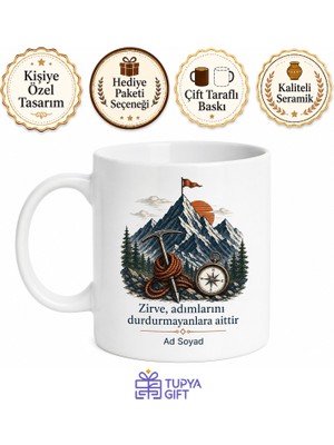Tupya Gift Dağ Keşif Ekibi Zirve Rotaları Tırmanış Ipi Zirve Bayrağı Kupa Hediye Bardak