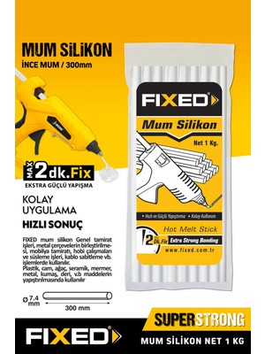 Buççin Online Mağaza F1000 1 kg 7.4X300 mm Ince Çubuk Sıcak Mum Silikon Şeffaf