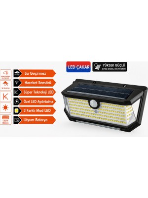 ForWhat Büro Ev Ofis Bahçe Keyfi Için Solar Şarjlı 202LED Hareket Sensörlü Çakar Duvar Lambası