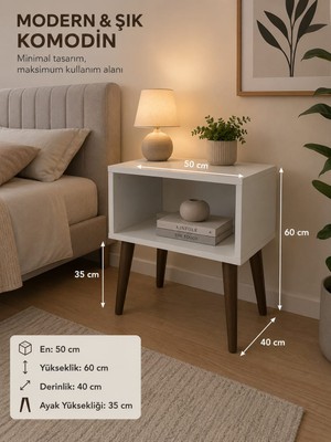 Zelmira Başucu Yan Sehpa Komodin Ergonomik Komodin