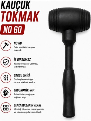 Buççin Online Mağaza Kauçuk Tokmak No:60 Profesyonel Lastik Çekiç Darbe Emici Kauçuk Çekiç Fayans Parke Montaj ve Tamir T