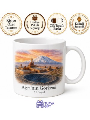 Tupya Gift Ağrı Ishak Paşa Sarayı Doğubayazıt Ağrı Dağı Meteor Çukuru Baskılı Kupa Hediye
