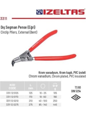 Buççin Online Mağaza Dış Segman Pensesi Yaylı Eğri 170MM