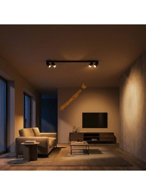 Riolight Riolıght Modern Siyah Hareketli Başlık 4XGU10 Sıralı LED Spot Avize(Ampul Dahildir)Uzunluk 120CM