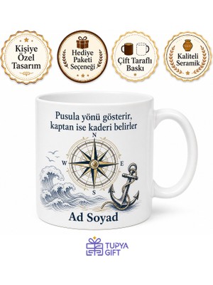 Tupya Gift Gemi Kaptanı Seyir Defteri Rota Belirleme Liman Yanaşma Kupa Bardak Hediye
