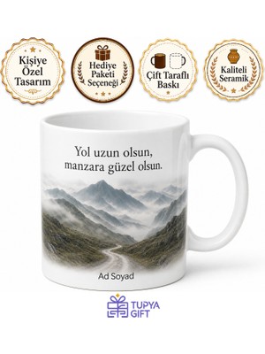 Tupya Gift Sisli Dağ Yolu Temalı Kupa Bardak - Doğa Temalı Özel Tasarım Hediye
