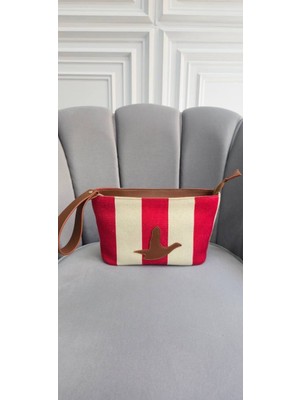 Pazarvia Shop Çizgi Detay Renkli Clutch
