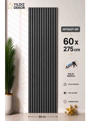 Yıldız Dekor Yeni nesil duvar paneli 60 x 275 antrasit gri