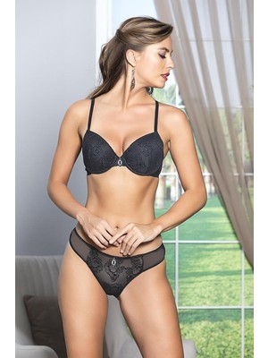 Hace Bazaar Desteksiz  Sütyen Slip Külot Takım Siyah -Hcb