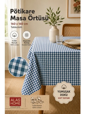 ALAS Lacivert Piknik Bahçe Balkon Masa Örtüsü 160 x 160
