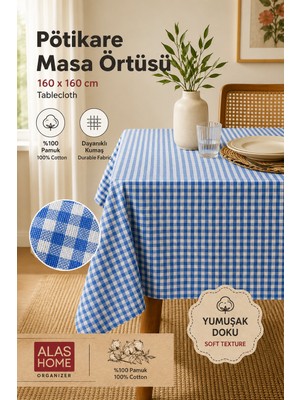 ALAS Mavi Piknik Bahçe Balkon Masa Örtüsü 160 x 160