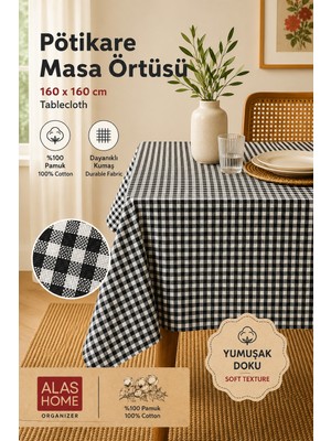 ALAS Gri Piknik Bahçe Balkon Masa Örtüsü 160 x 160