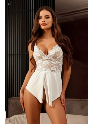 MTM My The Mall Giyim Kadın Göğüs Dekolteli Fantezi Body Seksi Şık Transparan Iç Giyim