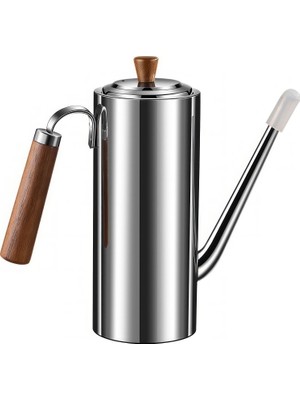 Chavin 304 Çelik Ahşap Saplı Süzgeçli 700 ml Yağdanlık Sosluk Sirkelik MT272