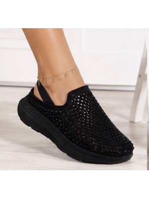 N Napa Shoe NP.9557.SİYAH Taşlı Napa Shoe Siyah Taşlı Kadın Sandalet / Sabo Terlik