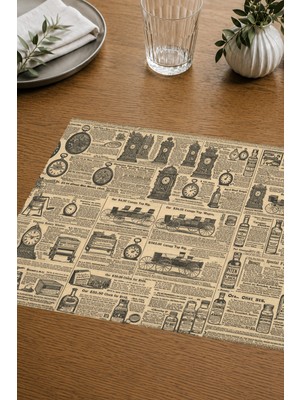 Grafiklas Tek Kullanımlık Amerikan Servis 4’lü - Eski Gazete Sayfası Temalı 42X30 Retro Tasarım