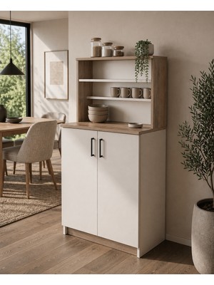 Barida Lumion %100 Mdf Kahve Köşesi Çok Amaçlı Dolap Kolay Kurulum 140X58X40