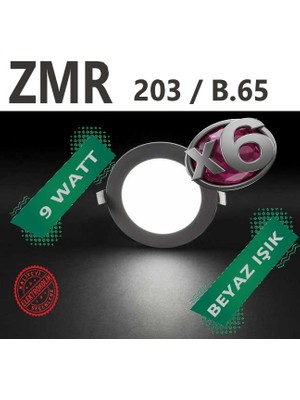 ZMR 6 Adet 9W LED Spot (Beyaz Işık)