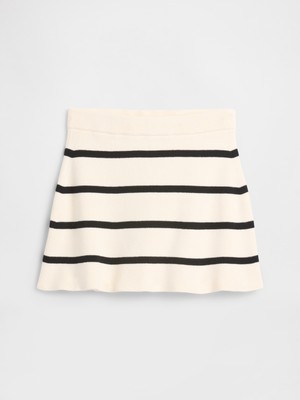 Gap Kız Çocuk Beyaz Pull-On Stripe Triko Etek