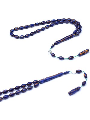 Tesbih Rüyası  Mavi Renk Arpa Kesim Küçük Boy Kafur Ağacı Tesbih 6X10 mm