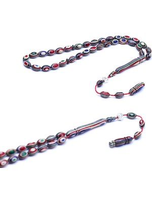 Tesbih Rüyası Karma Renk Arpa Kesim Küçük Boy Kafur Ağacı Tesbih 6X10MM