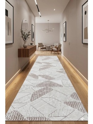 Cos.kim Kaymaz Tabanlı Halı Kesme Yolluk Salon Koridor Mutfak Yatak Odası Halısı 6023 Kahve