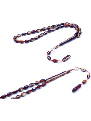 Tesbih Rüyası  Çok Renkli Arpa Kesim Küçük Boy Kafur Ağacı Tesbih 6X10MM
