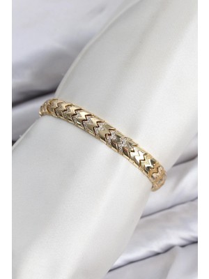 MiraLive Mey Ithalat® cm Kalın Yılan Model Zirkon Taşlı Vıp Seri Gold Renk Pirinç Kadın Bileklik