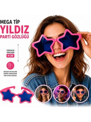 MiraLive Mey Ithalat® Mega Tip Yıldız Parti Gözlüğü Pembe Renk