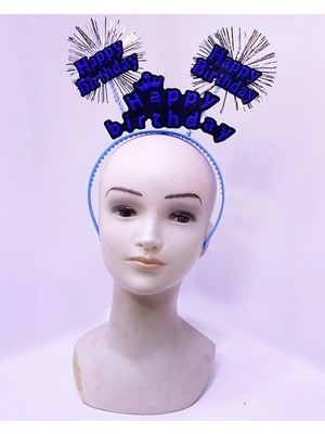 MiraLive Mey Ithalat® Happy Birthday Yazılı Püsküllü Neon Mavi Renk Doğum Günü Tacı 22X19 cm