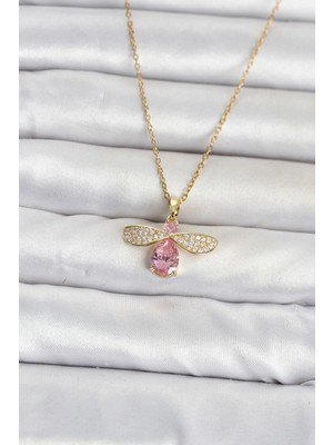 MiraLive Mey Ithalat® 316L Çelik Zincir Gold Renk Sinek Model Kadın Kolye