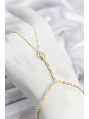 MiraLive Mey Ithalat® Gold Renk Pirinç Zirkon Taşlı Damla Model Şahmeran