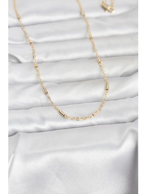 MiraLive Mey Ithalat® cm 14K Gold Renk Bar Zincir Model 60 cm Kadın Kolye