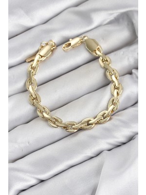 MiraLive Mey Ithalat® cm Kalın Zincir Model Gold Renk Pirinç Kadın Bileklik