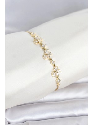 MiraLive Mey Ithalat® Gold Renk Pirinç Kelebek Model Asansörlü Model Kadın Bileklik