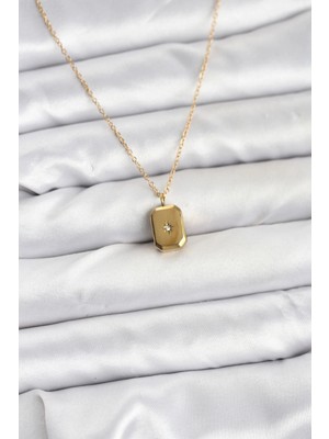 MiraLive Mey Ithalat® 316L Çelik Zincir Gold Renk Minimal Kutup Yıldızı Model Kadın Kolye
