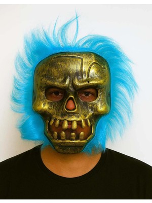 MiraLive Mey Ithalat® Wild Skull - Bakır Kafatası Turkuaz Saçlı Iskelet Maske