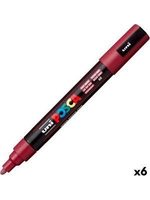 Belirtilmemiş Uni-Ball Posca Markör Boyama Kalemi Su Bazlı 1.8-2.5 Su Bazlı Poster Markörü Ş. Kırmızı Pc-5M (6 Lı Paket)