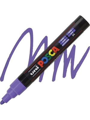  uni-ball posca 1.8-2.5 su bazlı poster boyama kalemi markörü leylak n pc-5m (6 lı paket)