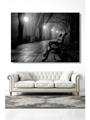 Şehber Dekoratif Yatay Kanvas Tablo Tekli Ev Kafe Ofis Ilias Nikoloulis Foggy Day Siyah Beyaz Fotoğraf 2304